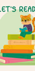 Cat Reading On Book Stack, Let’s Read Plakat - Posterbox.dk