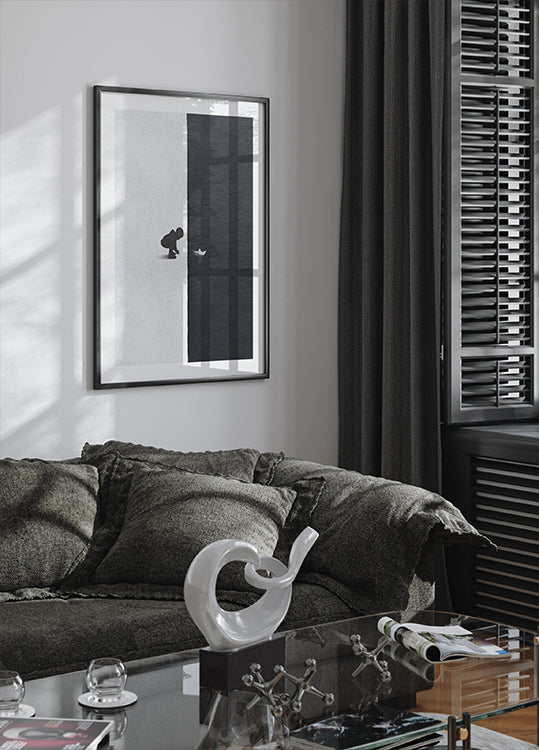 Child with Paper Boat Contrast Plakat - Posterbox.dk