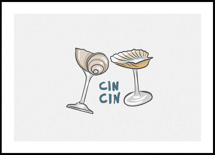 Cin Cin, Seashell Cocktail Glass Plakat - Posterbox.dk