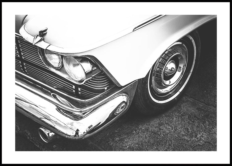 Classic Vintage Car Close-Up Black & White Plakat - Posterbox.dk