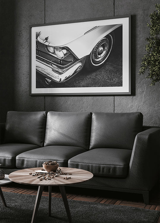 Classic Vintage Car Close-Up Black & White Plakat - Posterbox.dk