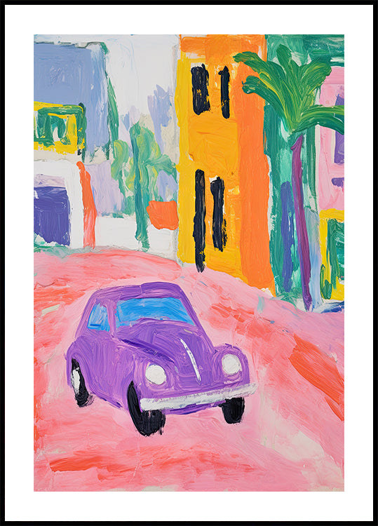 Colorful City Car Plakat - Posterbox.dk