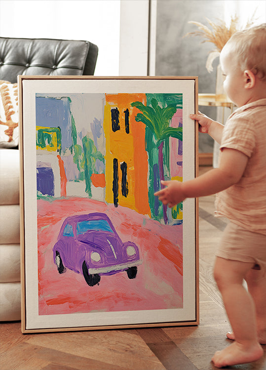 Colorful City Car Plakat - Posterbox.dk