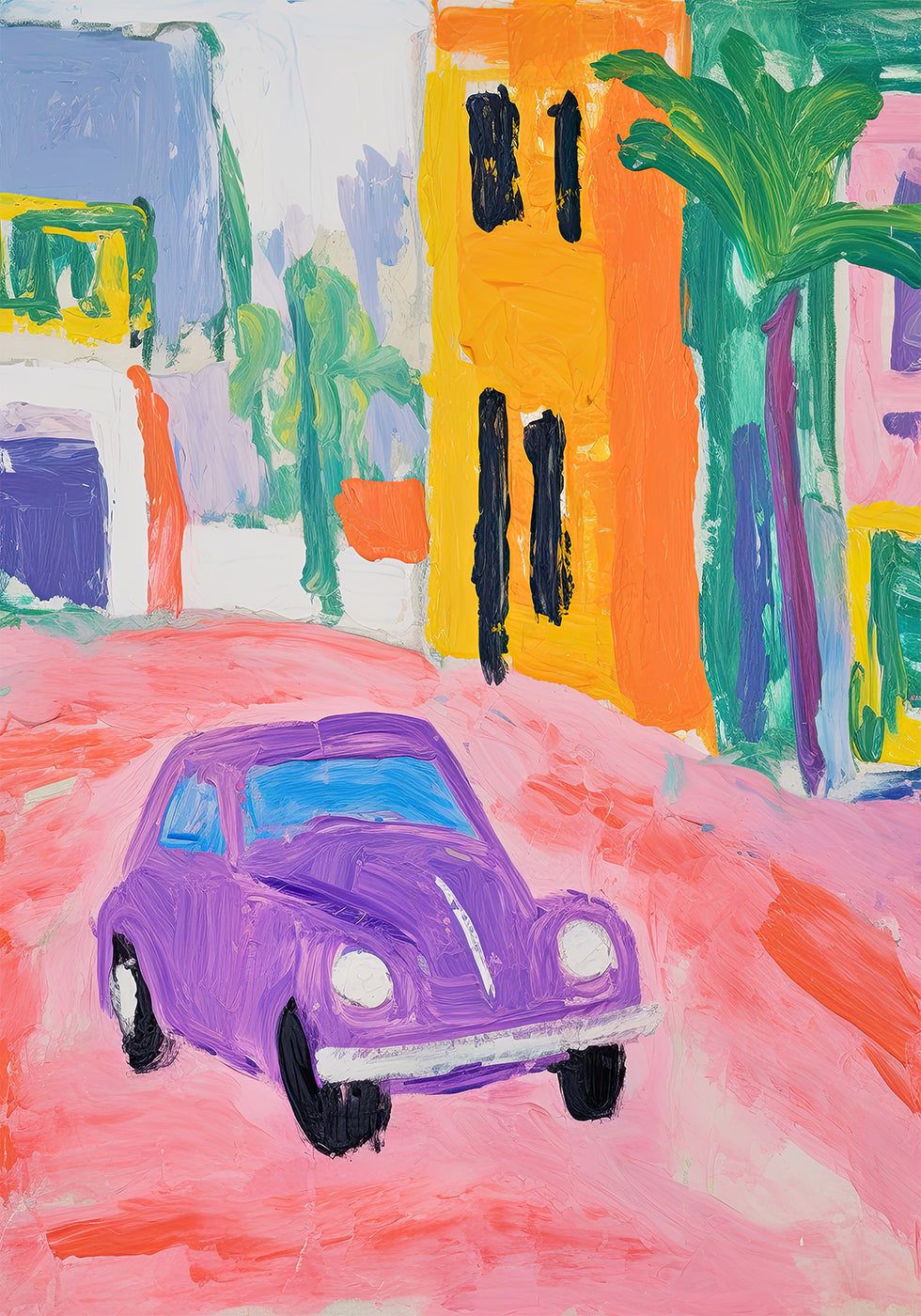 Colorful City Car Plakat - Posterbox.dk