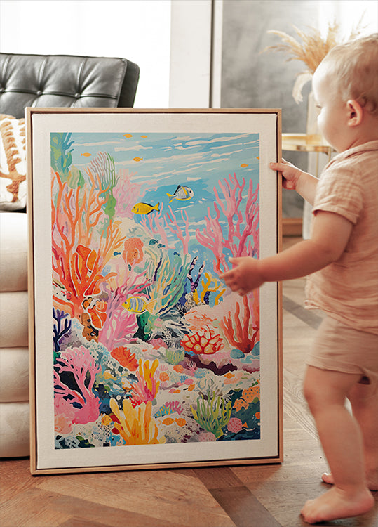 Colorful Coral Reef Ocean Scene Plakat - Posterbox.dk