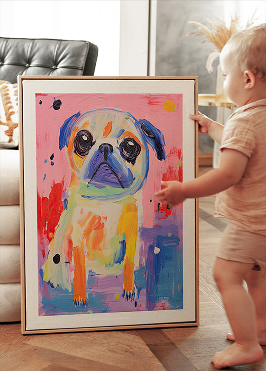 Colorful Pug Plakat - Posterbox.dk
