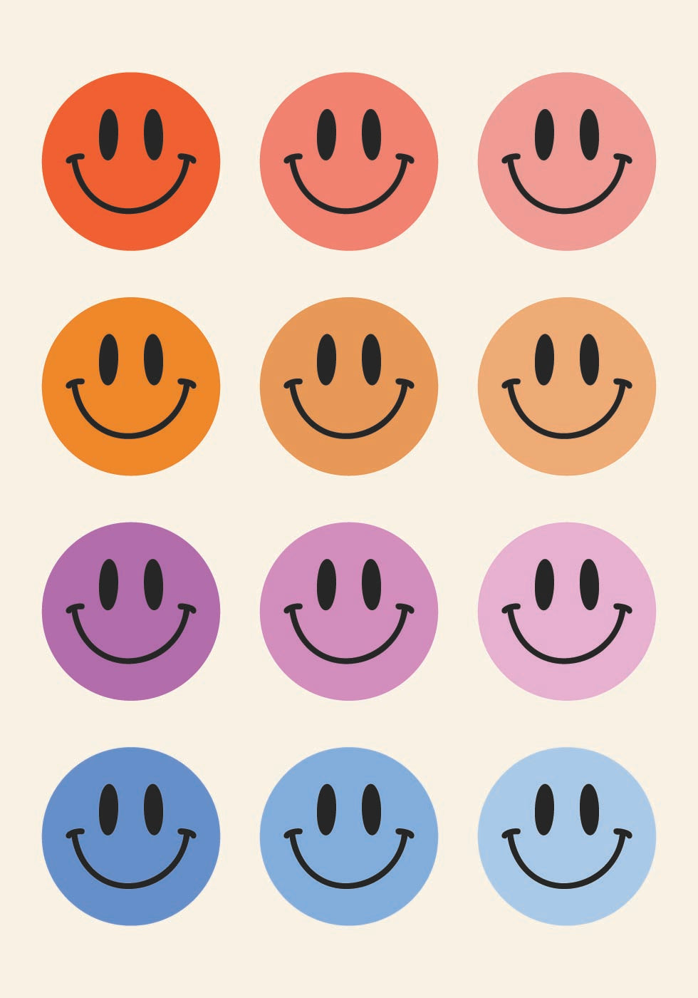 Colorful Smiley Faces Plakat - Posterbox.dk