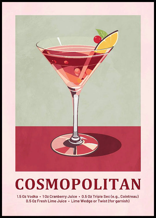 Cosmopolitan Cocktail Recipe Plakat - Posterbox.dk
