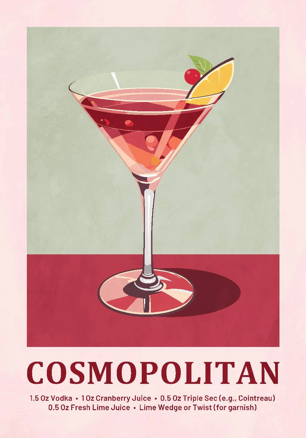 Cosmopolitan Cocktail Recipe Plakat - Posterbox.dk