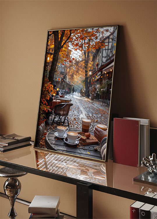 Cozy Autumn Café Scene Plakat - Posterbox.dk