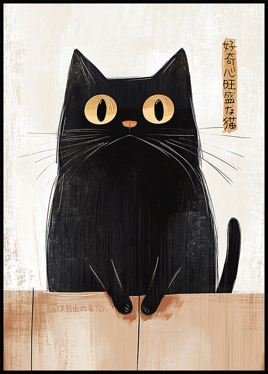 Curious Cat by the Fence, Bold Animal Art Plakat - Posterbox.dk
