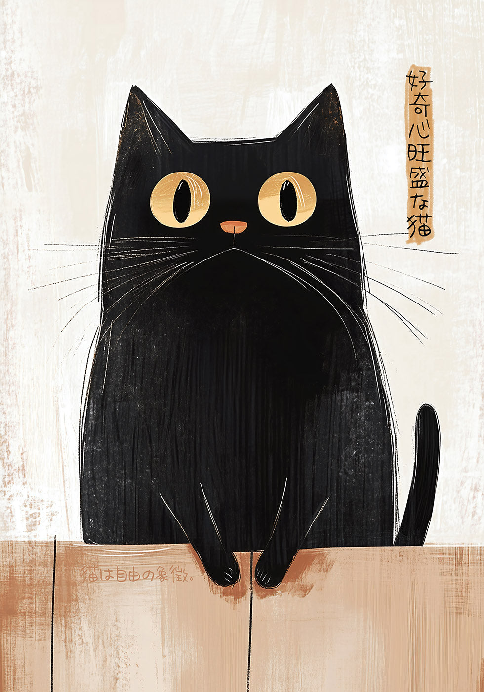 Curious Cat by the Fence, Bold Animal Art Plakat - Posterbox.dk