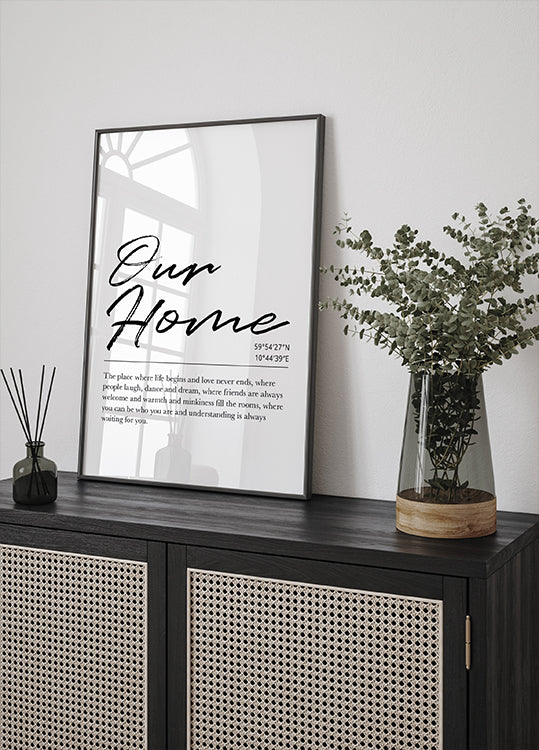 Custom Home Coordinates Plakat - Posterbox.dk