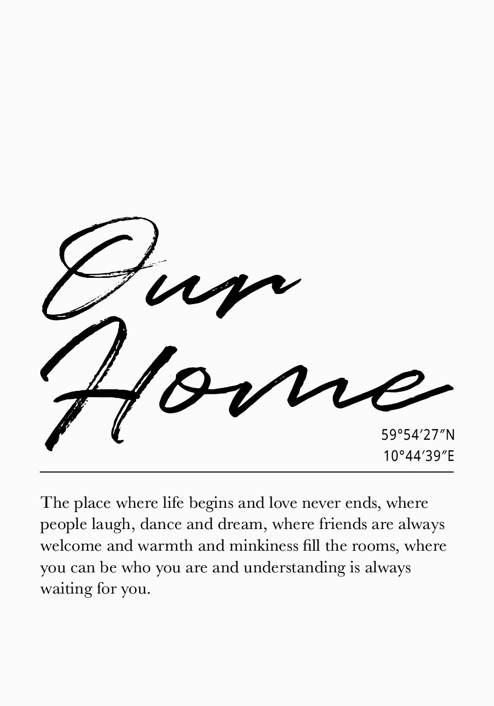 Custom Home Coordinates Plakat - Posterbox.dk