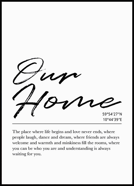 Custom Home Coordinates Plakat - Posterbox.dk