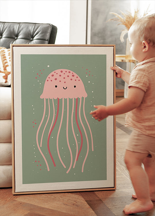 Cute Jellyfish Illustration Plakat - Posterbox.dk
