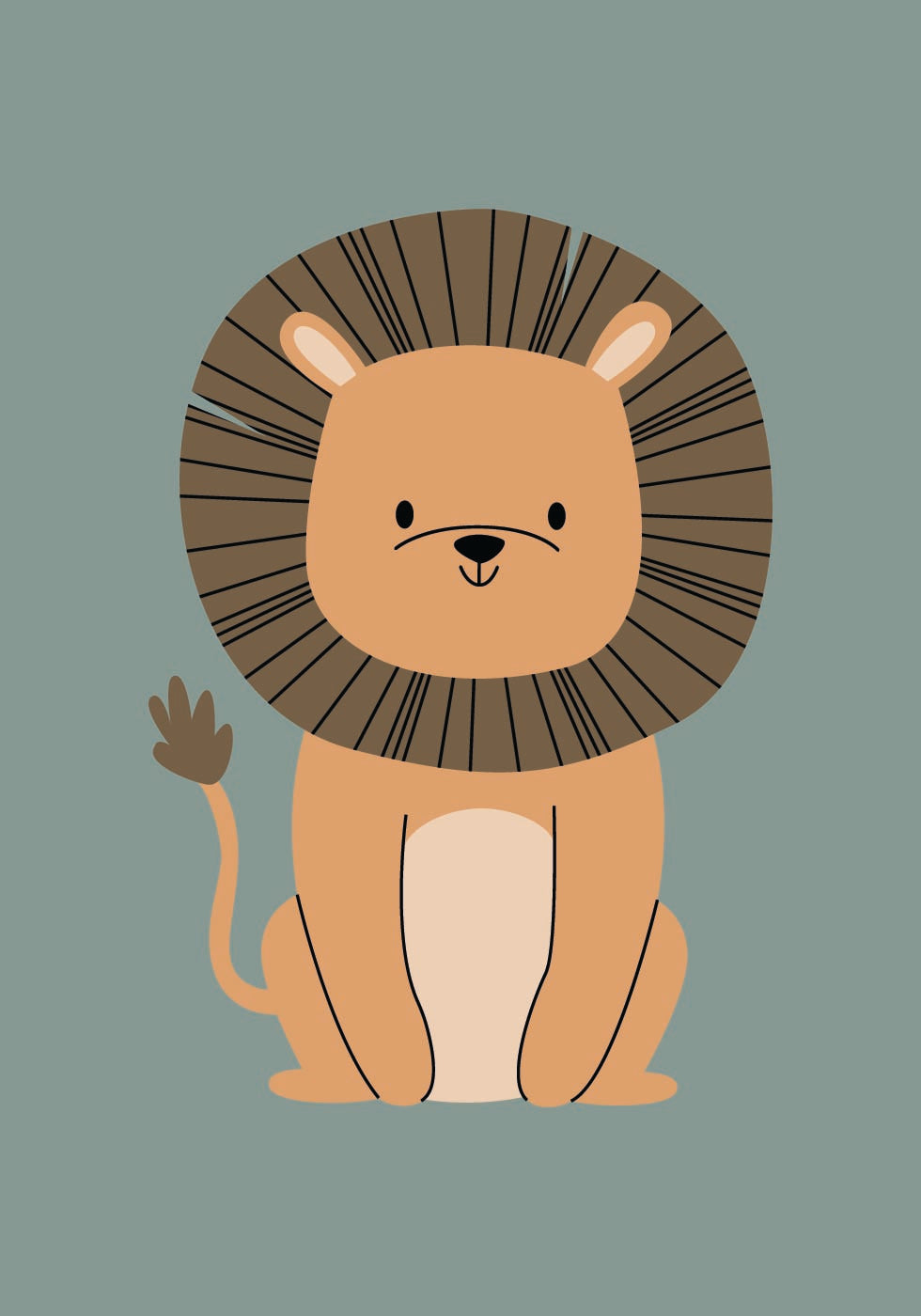 Cute Lion Illustration Plakar - Posterbox.dk
