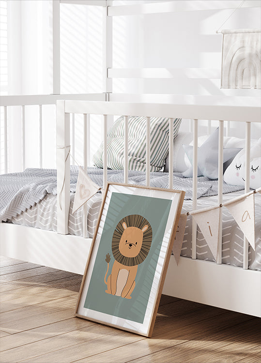 Cute Lion Illustration Plakar - Posterbox.dk