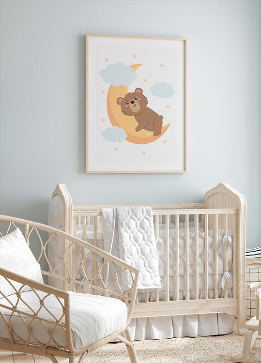Cute Teddy Bear Moon Plakat - Posterbox.dk
