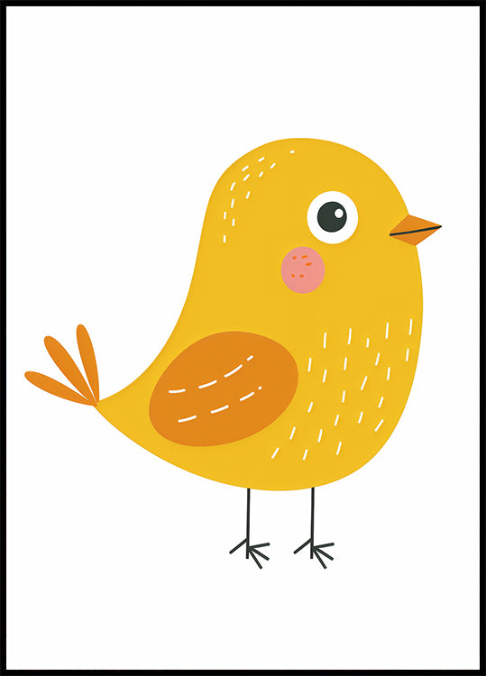 Cute Yellow Bird Illustration Plakat - Posterbox.dk