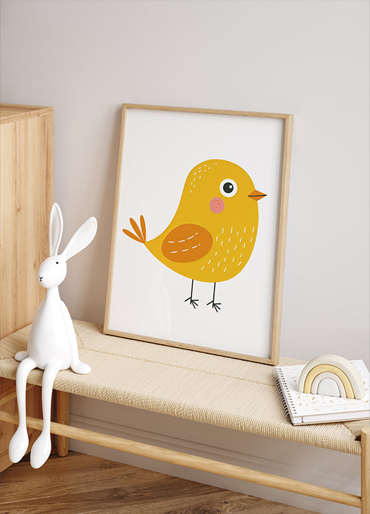 Cute Yellow Bird Illustration Plakat - Posterbox.dk