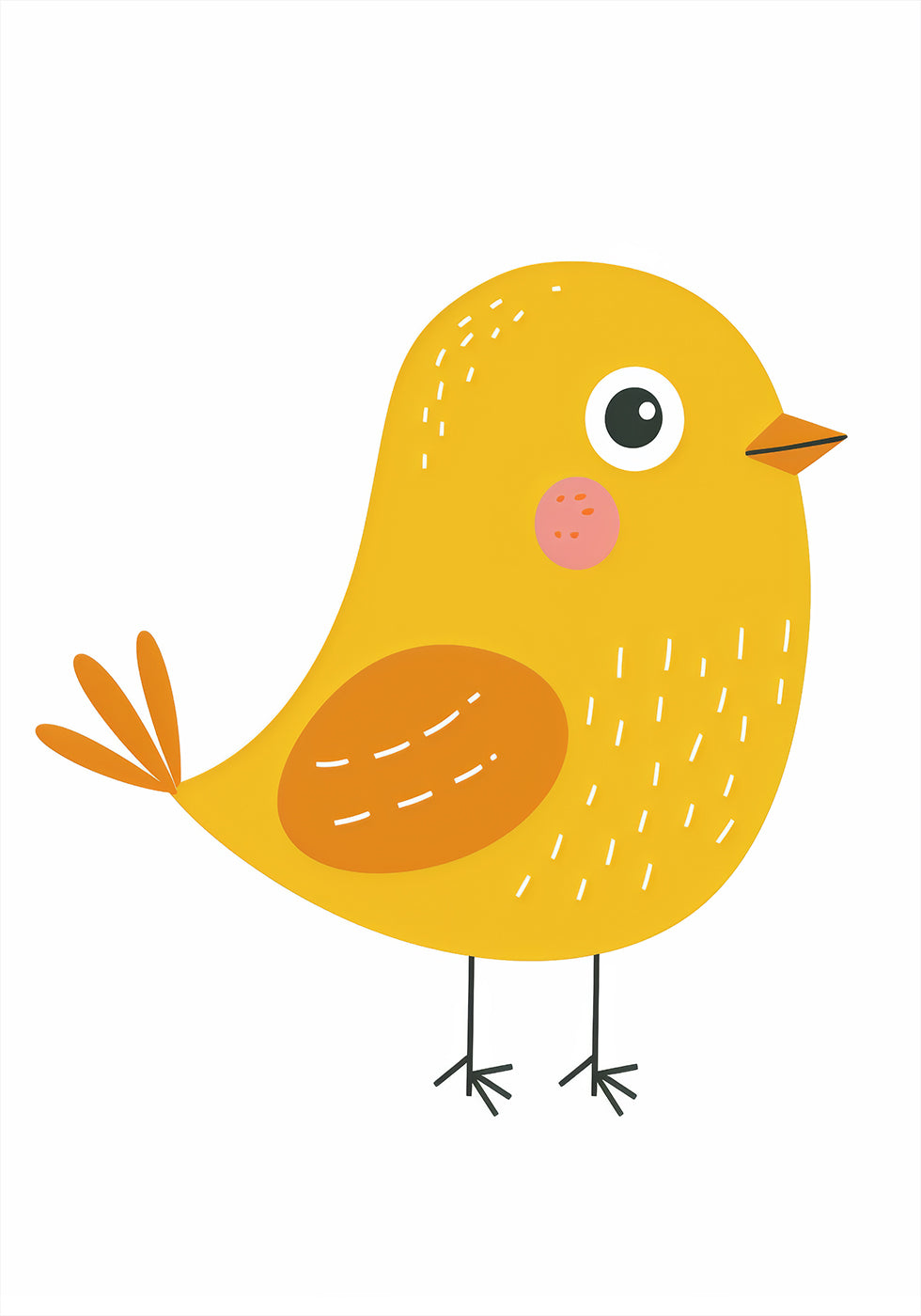 Cute Yellow Bird Illustration Plakat - Posterbox.dk