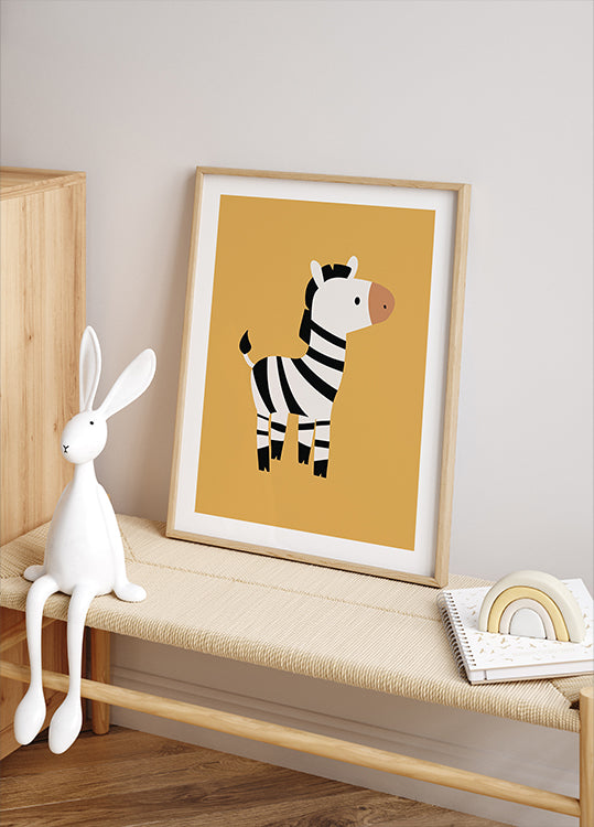 Cute Zebra Illustration Plakat - Posterbox.dk
