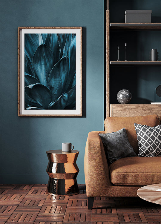 Dark Blue Agave Leaves Plakat - Posterbox.dk