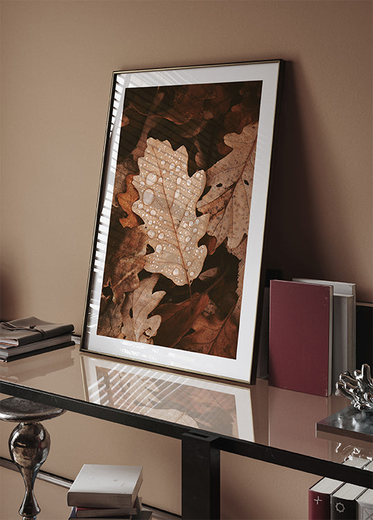 Dew-Dappled Autumn Leaves Plakat - Posterbox.dk