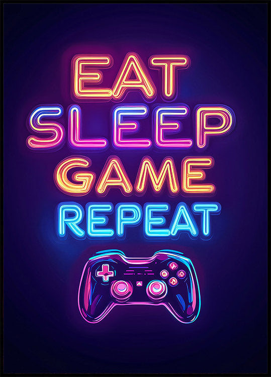 Eat Sleep Game Repeat Plakat - Posterbox.dk