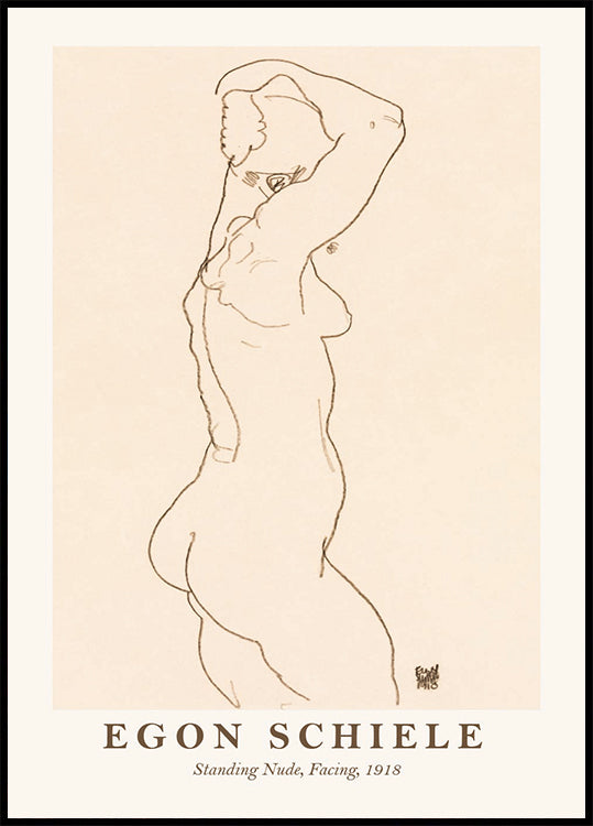 Egon Schiele, Standing Nude Facing Plakat - Posterbox.dk