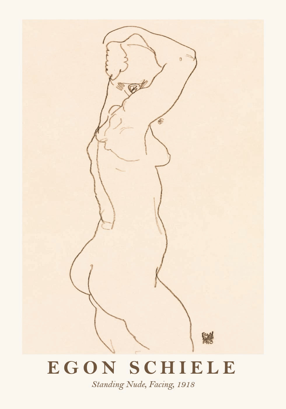 Egon Schiele, Standing Nude Facing Plakat - Posterbox.dk