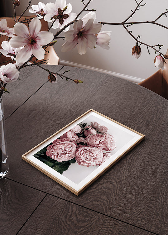 Elegant Pink Roses Plakat - Posterbox.dk