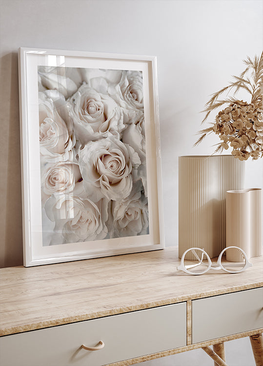Elegant White Rose Bouquet Plakat - Posterbox.dk