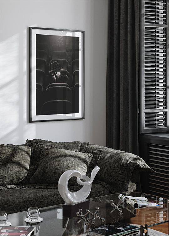 Fear, lone man in theater with hidden face Plakat - Posterbox.dk