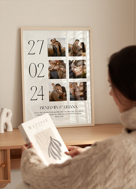 First Date, Romantic Couple Collage Plakat - Posterbox.dk