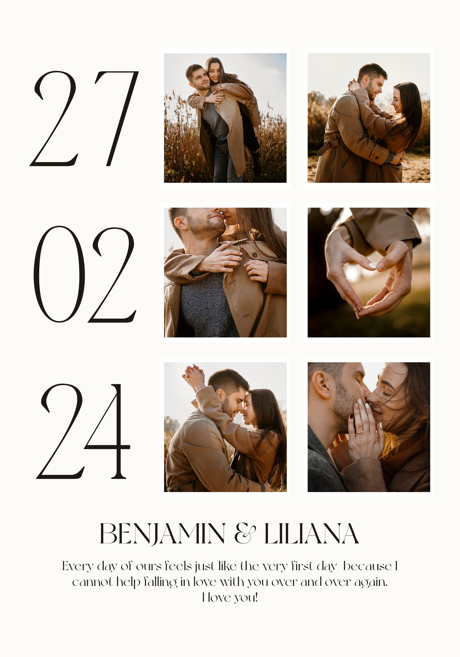 First Date, Romantic Couple Collage Plakat - Posterbox.dk