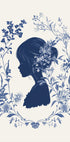 Floral Silhouette, Girl in Bloom, Indigo Botanical Plakat - Posterbox.dk
