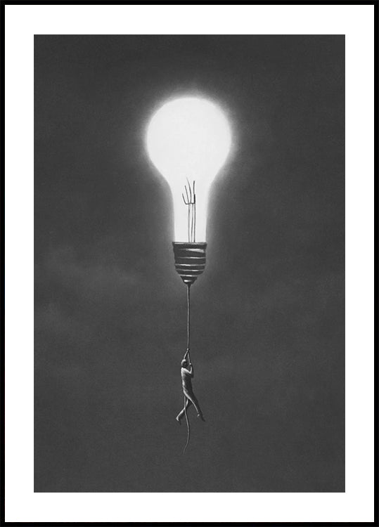 Flying with Light Bulb Plakat - Posterbox.dk