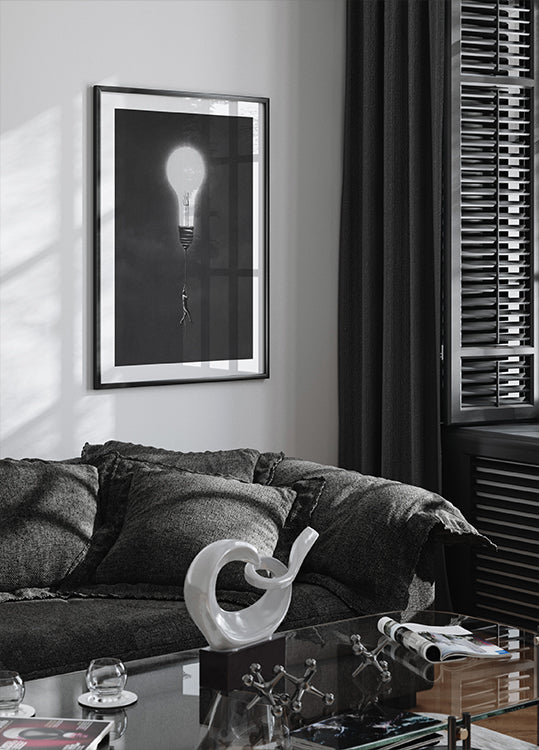 Flying with Light Bulb Plakat - Posterbox.dk