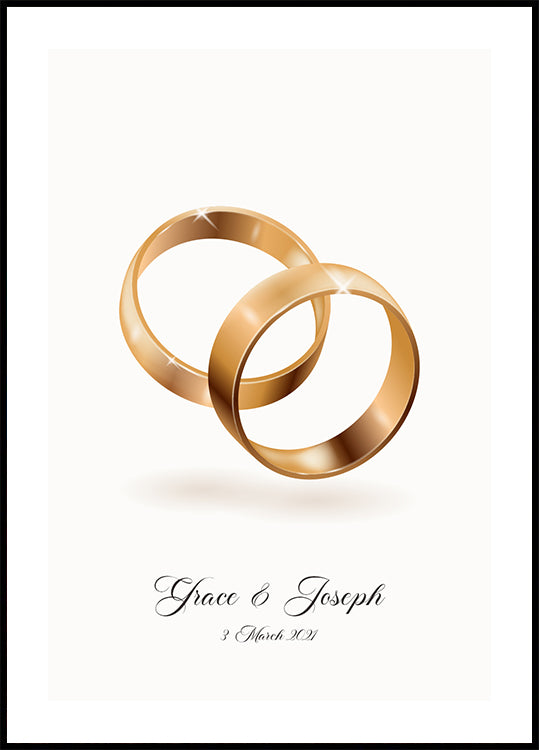 Forever Entwined in Gold, Wedding Ring Personalized Plakat - Posterbox.dk