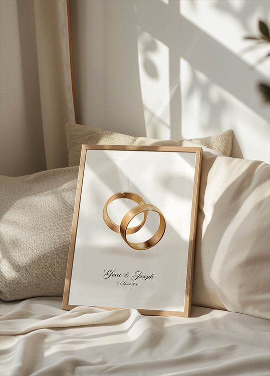 Forever Entwined in Gold, Wedding Ring Personalized Plakat - Posterbox.dk