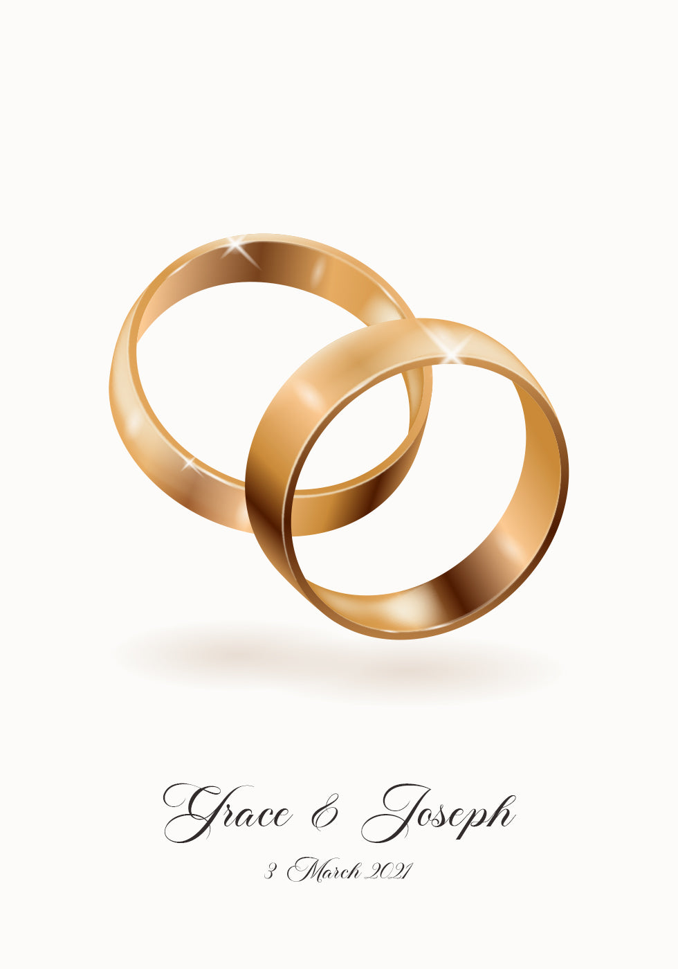 Forever Entwined in Gold, Wedding Ring Personalized Plakat - Posterbox.dk