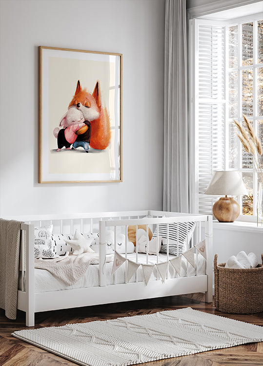 Fox Hugs Rabbit Plakat - Posterbox.dk