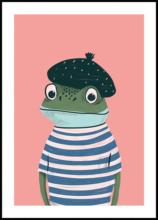 French Frog Illustration Plakat - Posterbox.dk
