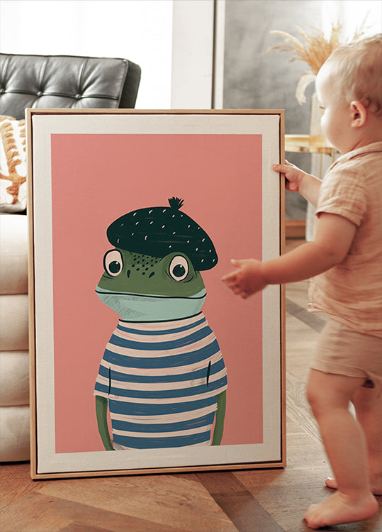 French Frog Illustration Plakat - Posterbox.dk