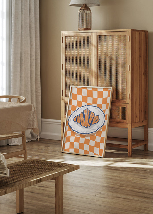 French Morning, Croissant on Retro Plate Plakat - Posterbox.dk