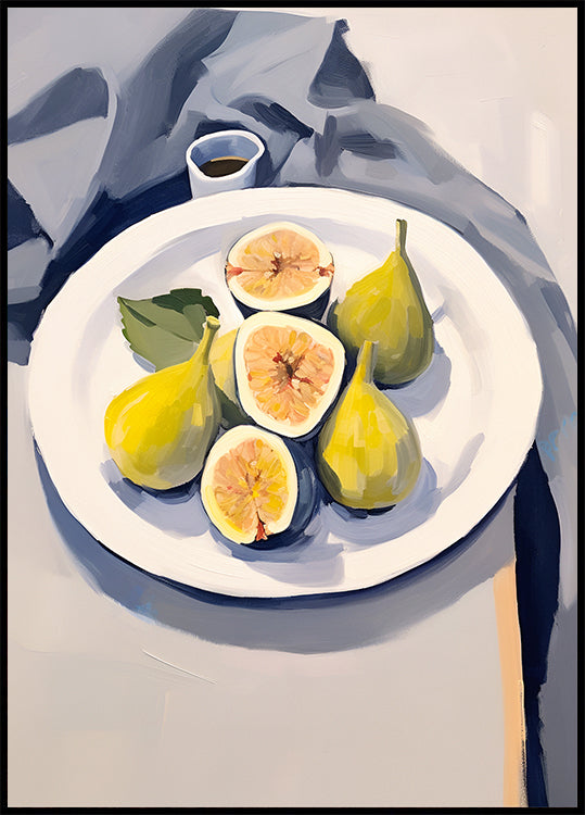 Fresh Figs on Plate, Minimalist Still Life Plakat - Posterbox.dk