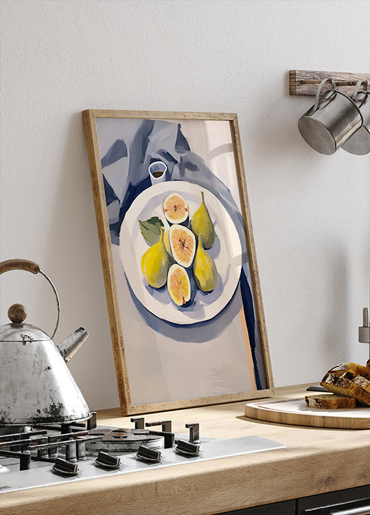 Fresh Figs on Plate, Minimalist Still Life Plakat - Posterbox.dk