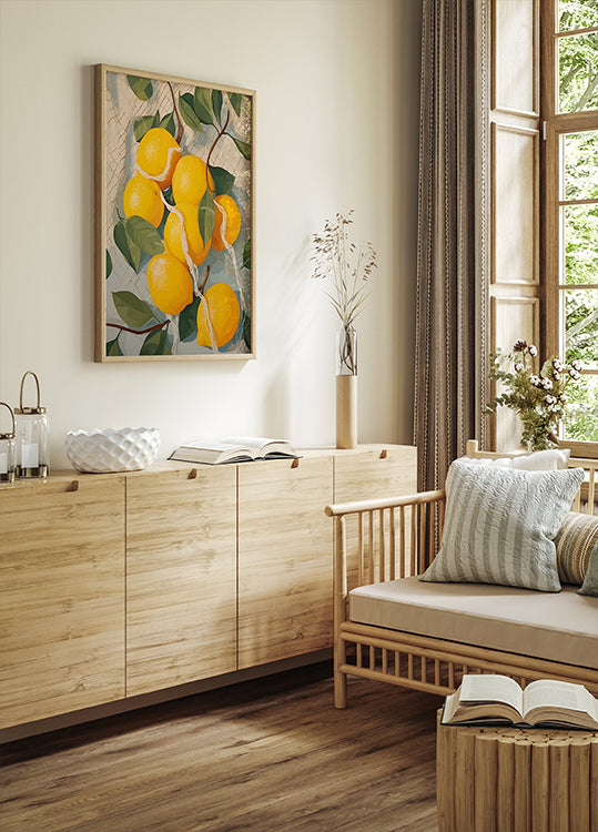 Fresh Lemons in Netting, Citrus Fruit Plakat - Posterbox.dk